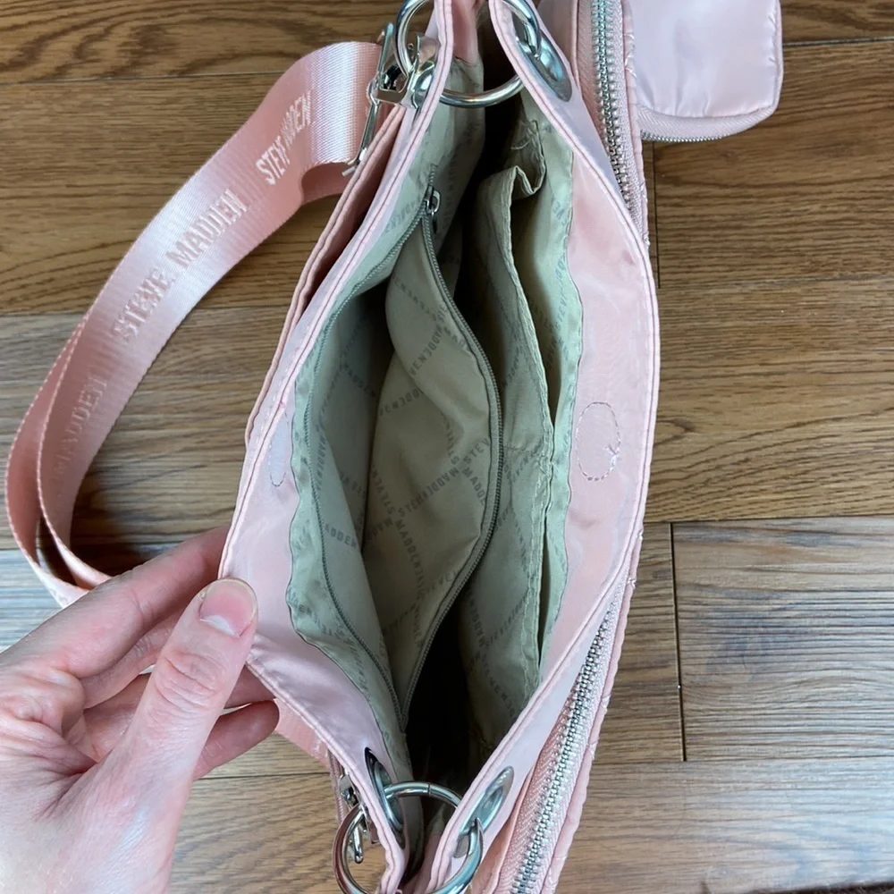 Steve Madden Java Quilted Cross Body Bag in Blush Crossbody